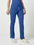 Side view of Med Couture Touch Women's Yoga Waist Cargo Pant #7725 in Royal