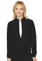 Front view of Med Couture Peaches Warm-Up Jacket in black. Item MC8674.