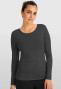 Front view of Spirit Scrubs long sleeve tee in pewter.