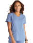 Front view of the Cherokee Atmos women's v-neck top CK356A in ciel
