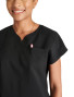 Chest pocket view of Cherokee Atmos v-neck top CK836A in black