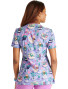 Back view of women's Cherokee Print top in Blooming Bugs pattern.