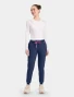 Full-length model view of Med Couture Amp Women's Jogger Pant #MC102 in Navy
