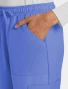 Front pocket detail of Cherokee Workwear Originals Ultra Women's Drawstring Straight Leg Cargo Scrub Pant CK272A in Ciel