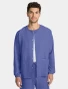 Open front view of Cherokee Workwear Originals Ultra Unisex Snap Front Scrub Jacket CK393A in Ciel