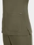 Patch pocket and side vent detail of Healing Hands Quest Women's 3-Pocket Y-Neck Scrub Top HH751 in Olive