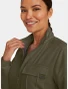 Collar close-up of Healing Hands Quest Women's Zip-Front Utility Scrub Jacket HH360 in Olive