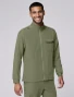 Right three-quarter side view of Healing Hands Quest Men's Zip-Front Utility Scrub Jacket HH361 in Olive