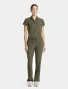 Full-length model view of Healing Hands Quest Women's Mid Rise Straight Leg Scrub Pant HH153 in Olive