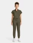 Full-length model view of Healing Hands Quest Women's Flat Front Jogger Scrub Pant HH155 in Olive
