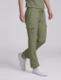 Right three-quarter side view of Healing Hands Quest Women's 6-Pocket Flare Leg Scrub Pant HH150 in Olive