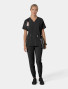 Pant and matching top view of a healthcare worker wearing the Carhartt womens jogger scrub pant C53110 in black