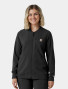 A front view from the waist up of a healthcare worker wearing the Carhartt womens scrub jacket C82410 in black