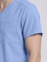 Sleeve detail of Cherokee Workwear Originals Ultra Men's 3 Pocket V-Neck Scrub Top CK783A in Ciel