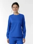 Front view of WINK Boundless Women's Crew Neck Classic Long Sleeve Scrub Tee 6551 in Royal