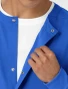 Snap button closure detail of WINK Boundless Men's Button-Front Warm-Up Scrub Jacket 8651 in Royal