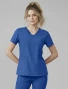 Front view of Med Couture Insight Women's Rib-Knit V-Neck Scrub Top MC00077 in Royal