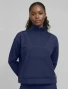 Front view of Med Couture Insight Women's Half Zip Pullover Scrub Jacket MC00079 in Navy