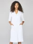 Front view of Cherokee Workwear Originals Ultra Women's 3/4 Sleeve Snap Front Scrub Dress CK00046 in White