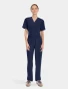 Full-length model view of Cherokee Workwear Originals Ultra Unisex No Pocket Straight Leg Scrub Pant CK269A in Navy