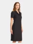 Right side view of Cherokee Workwear Originals Ultra Women's Button Front Scrub Dress CK512A in Black