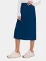 Left side view of Cherokee Workwear Originals Ultra Women's Mid Length Cargo Scrub Skirt CK563A in Navy