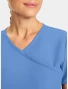 Mock wrap neckline close-up of Cherokee Workwear Originals Ultra Women's Maternity Mock Wrap Scrub Top CK701A in Ciel