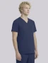 Right side view of Cherokee Workwear Originals Ultra Unisex No Pocket V-Neck Scrub Top CK869A in Navy