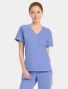 Front view of Cherokee Workwear Originals Ultra Women's Tuckable V-Neck Scrub Top CK954A in Ciel