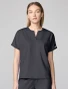 Front view of Cherokee Workwear Revolution Women's Mandarin Collar Dolman Scrub Top CK00038 in Pewter