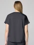 Back view of Cherokee Workwear Revolution Women's Mandarin Collar Dolman Scrub Top CK00038 in Pewter