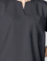 Mandarin collar close-up of Cherokee Workwear Revolution Women's Mandarin Collar Dolman Scrub Top CK00038 in Pewter