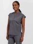 Left side view of Healing Hands Purple Label Women's Journey Mandarin Collar Scrub Top 2152 in Pewter