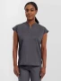 Front view of Healing Hands Purple Label Women's Journey Mandarin Collar Scrub Top 2152 in Pewter
