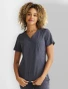 Front view of Healing Hands Purple Label Women's Jolie Jacquard V-Neck Scrub Top HH601 in Pewter