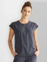 Front view of Healing Hands Purple Label Women's Jayden Jacquard Half-Zip Scrub Top HH602 in Pewter