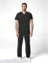 Full-length model view of Healing Hands HH Works Men's 3 Pkt Scrub Top HH00051 in Black