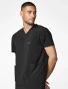 Side view of Healing Hands HH Works Men's 3 Pkt Scrub Top HH00051 in Black