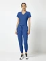 Full-length model view of Med Couture Touch Women's Double Cargo Jogger Scrub Pant MC7705 in Royal