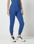 Side view of Med Couture Touch Women's Double Cargo Jogger Scrub Pant MC7705 in Royal