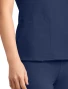 Side pocket detail of Med Couture Amp Women's 3-Pocket Square Neck Scrub Top MC704 in Navy
