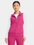 Front view of Med Couture Amp Women's 4-Pocket Zip Front Scrub Vest MC500 in Pink Power