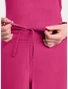Drawstring waistband detail of Med Couture Amp Women's Straight Leg Pull-On Scrub Pant MC103 in Pink Power