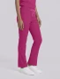 Side view of Med Couture Amp Women's High Rise 4-Pocket Flare Scrub Pant MC104 in Pink Power