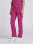 Side view of Med Couture Amp Women's Wide Leg Pull On Scrub Pant MC109 in Pink Power