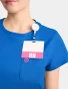 Chest pocket detail of Med Couture Amp Knit Women's Crew Neck Tee Scrub Top MC751 in Royal