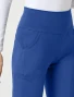 Alternate high-rise waistband close-up of Med Couture Amp Knit Women's Flare Leg Yoga Scrub Pant MC150 in Royal