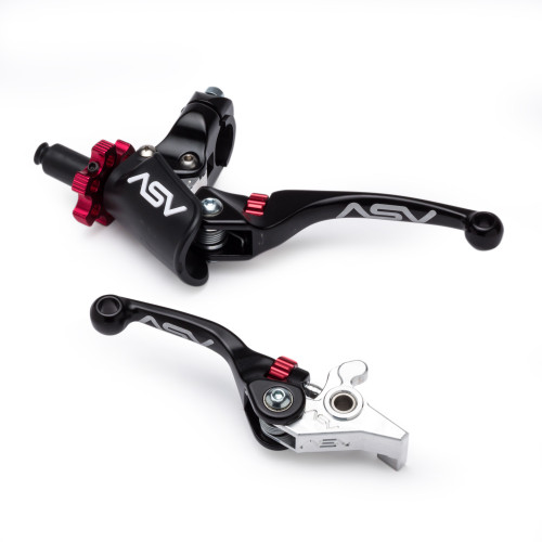 ASV F3 Shorty Brake And Clutch Perch Lever Set For Honda TRX250R 1987-1989 - Black