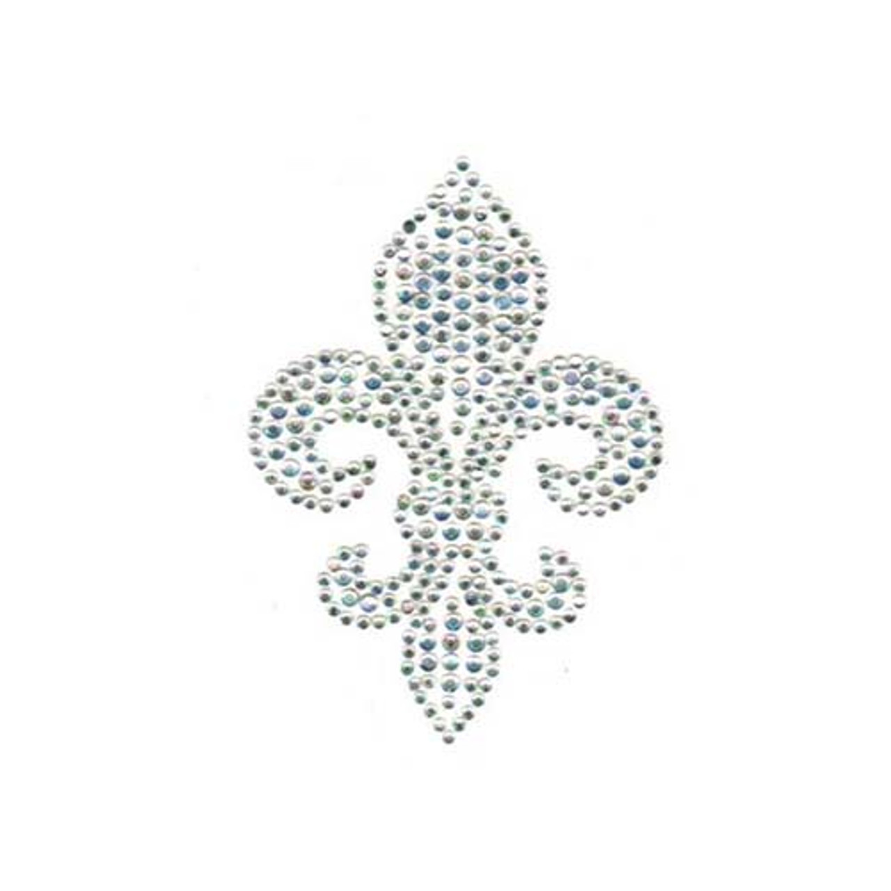 Solid Iridescent Royal Fleur De Lis Lily Flower Rhinestone Iron On