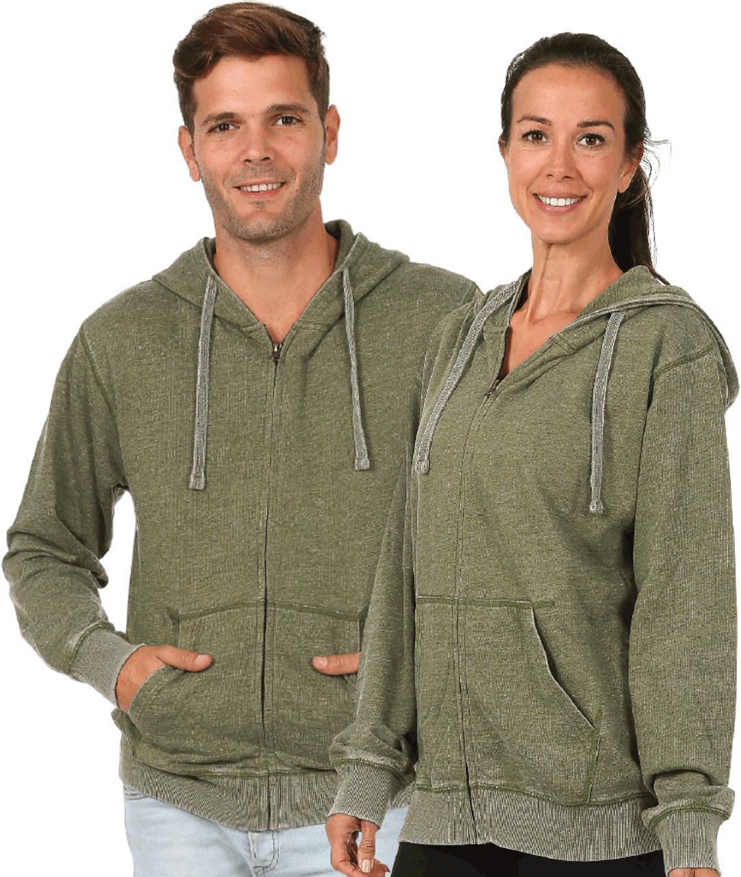 Burnout Washed Soft-Fabric Unisex Full-Zipper Hoodie (4067)